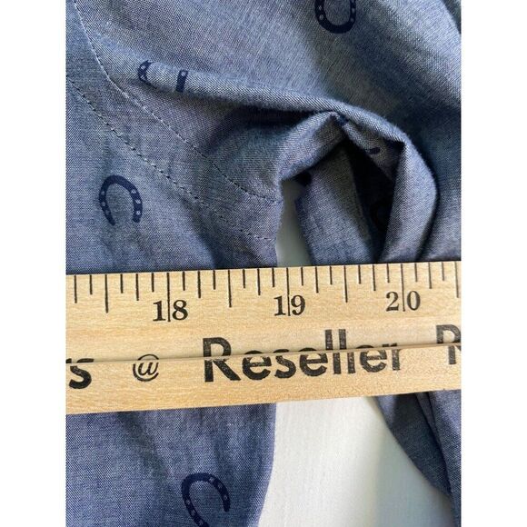 Banana Republic Shirt Women's M Blue Soft Wash Button-Up Horseshoe Print Country - Picture 7 of 12